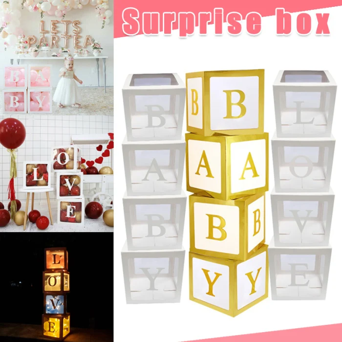 4 шт./компл. Baby Shower вечерние декоративный шар коробка прозрачный картонная коробка, рождественский подарок, KSI999