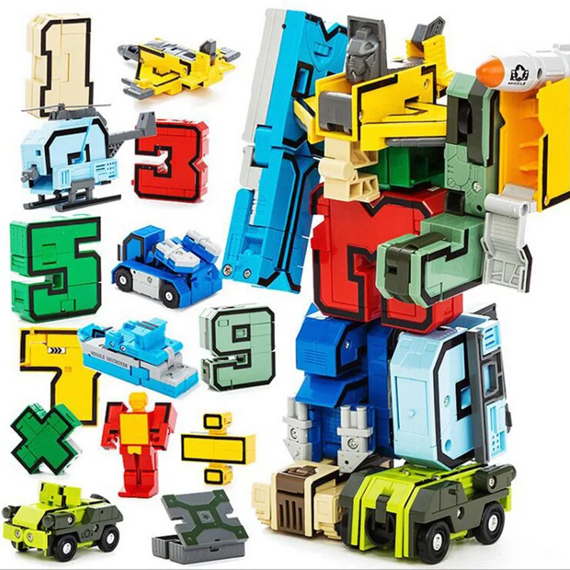 

Robot Transformation Diamond Toy with Numbers Transformation Toy Building Block Robot Educational Disassembly