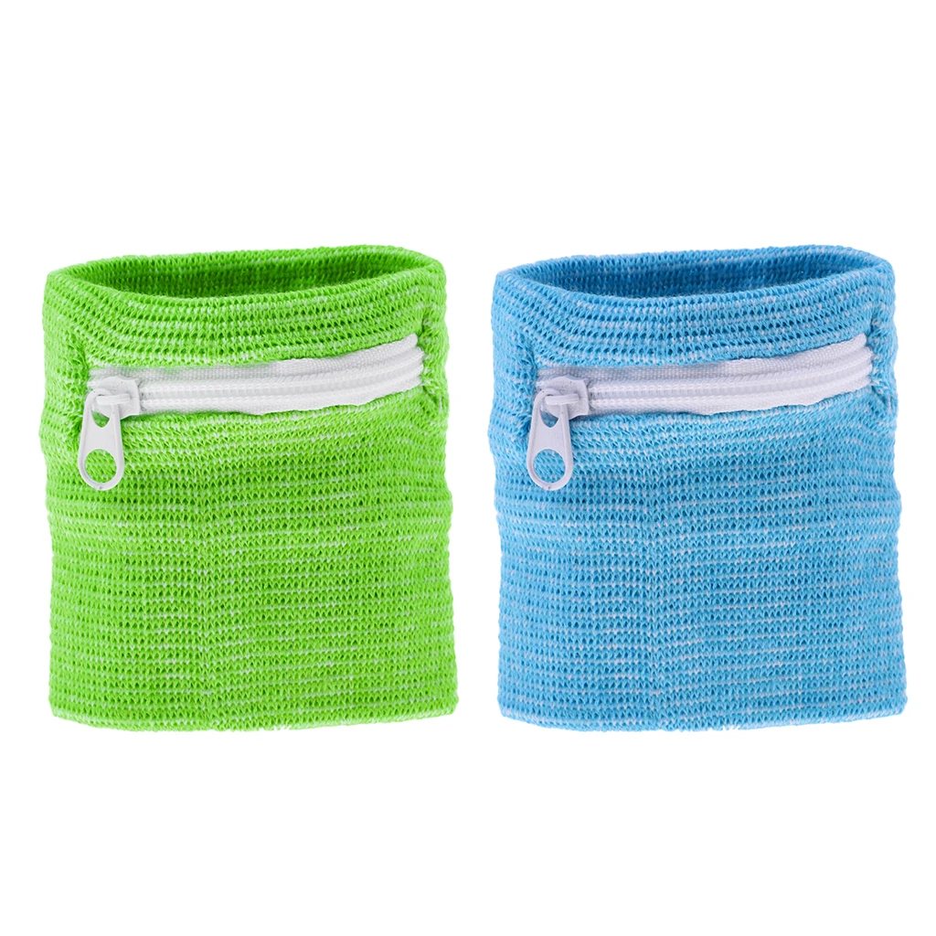 2x Wrist Band Wallet Zipper Money  For Gym Running Fitness Basketball