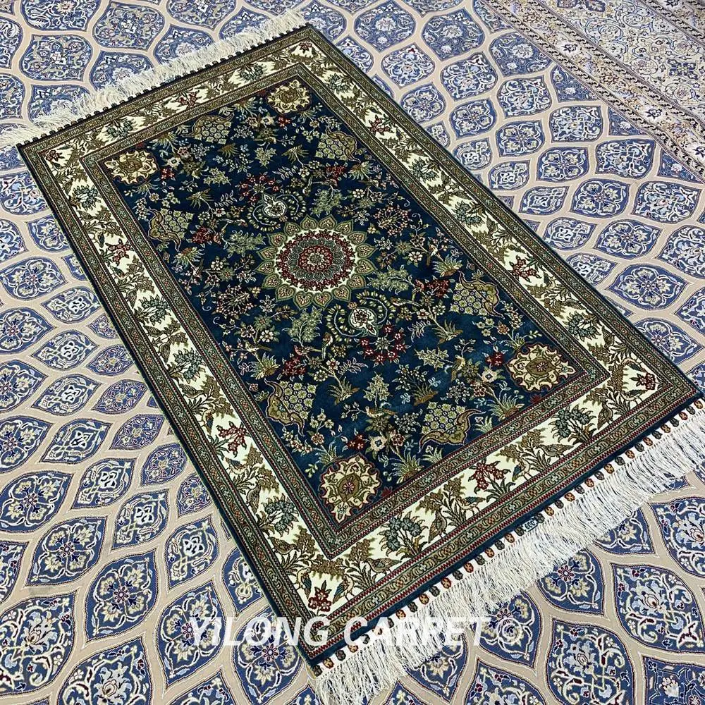 Yilong 3.3 'x5' персидский шелковый ковер фиолетовый ручной Изысканный медальон Восточный ковер шелка (ZQG027A3.3x5)