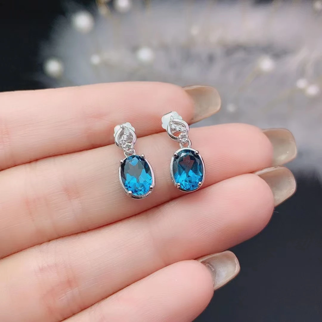 

Fashion Topaz Drop Earrings for Daily Wear 6mm *8mm VVS Grade Natural Topaz Silver Earrings Solid 925 Silver Topaz Jewelry