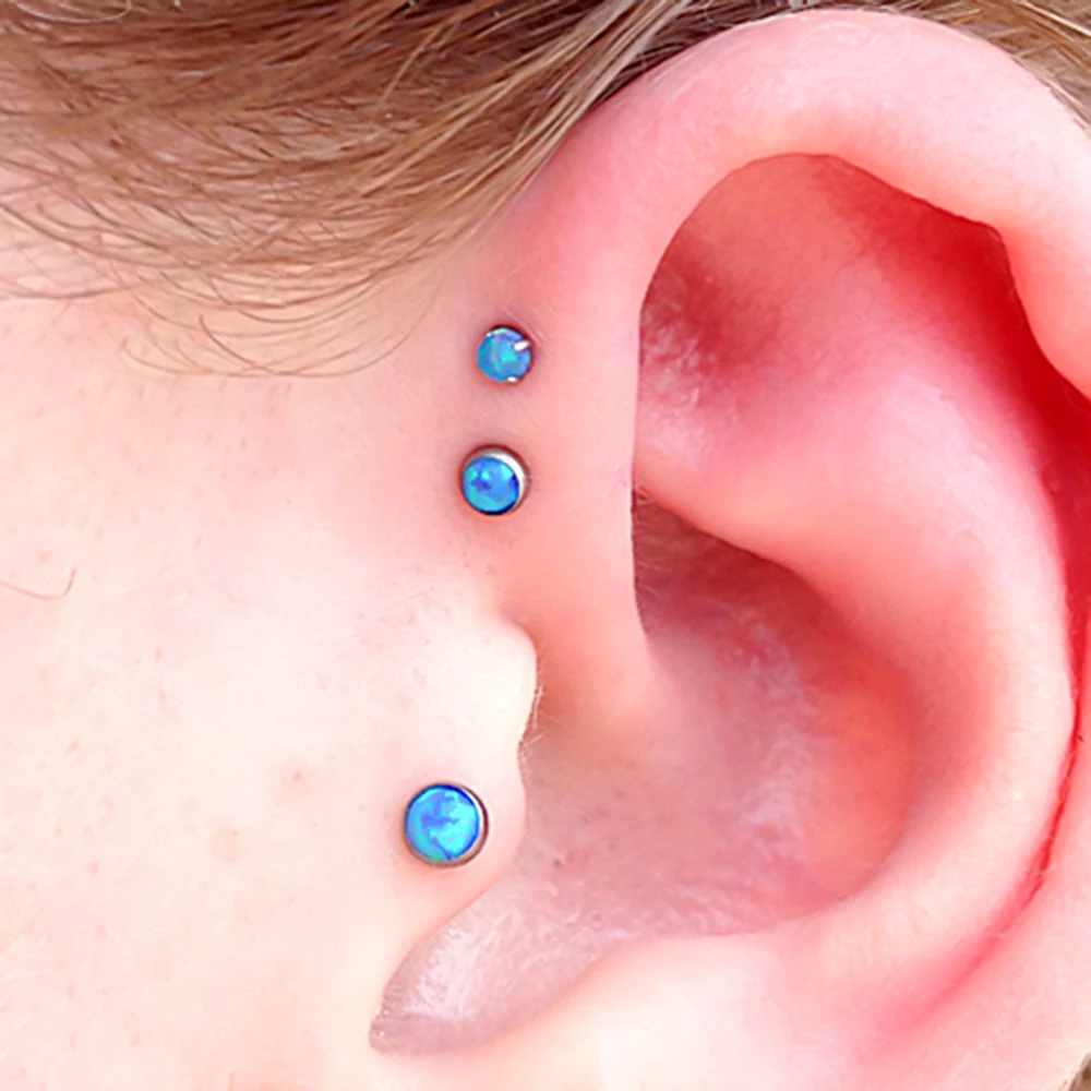 2 шт опал Daith Tragus Cartliage пирсинг трендовая нержавеющая сталь Orelha спираль кольцо шпилька 16 г женские серьги ювелирные изделия для пирсинга тела