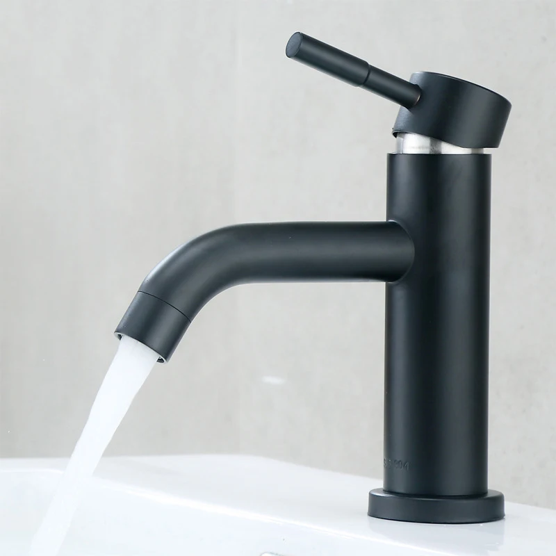 Modern Matte Black Bathroom Basin Faucet Stainless Steel Sink