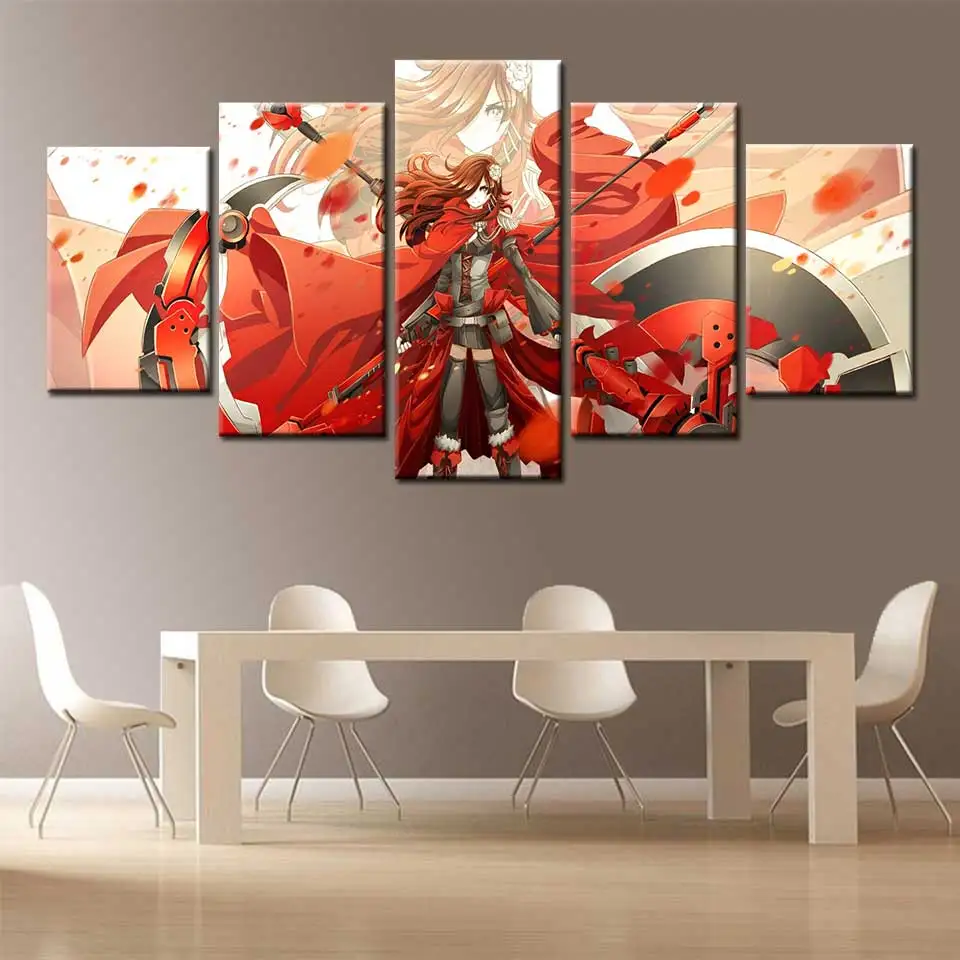 

5 piece canvas art Ruby Rose Anime Poster and Prints Wall Pictures For Living Room Home Decoration