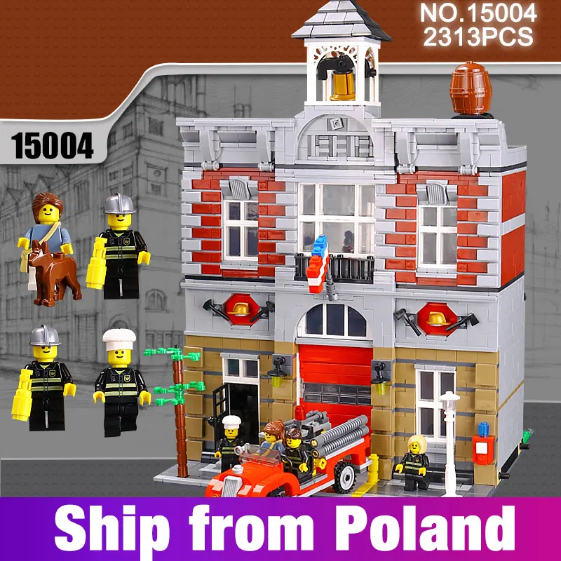 

15004 City Street Fire Brigade Town Hall Building Kits Blocks Bricks 2313Pcs Compatible with 10197 Children Gift compatible lego