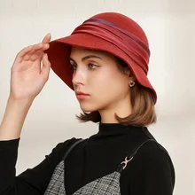 

2022 Ladies Gentle Wool Felt Hat Fisherman Hat Hat Wavy Edge Ribbon Luxury Cashmere Hat Luxury noble hat