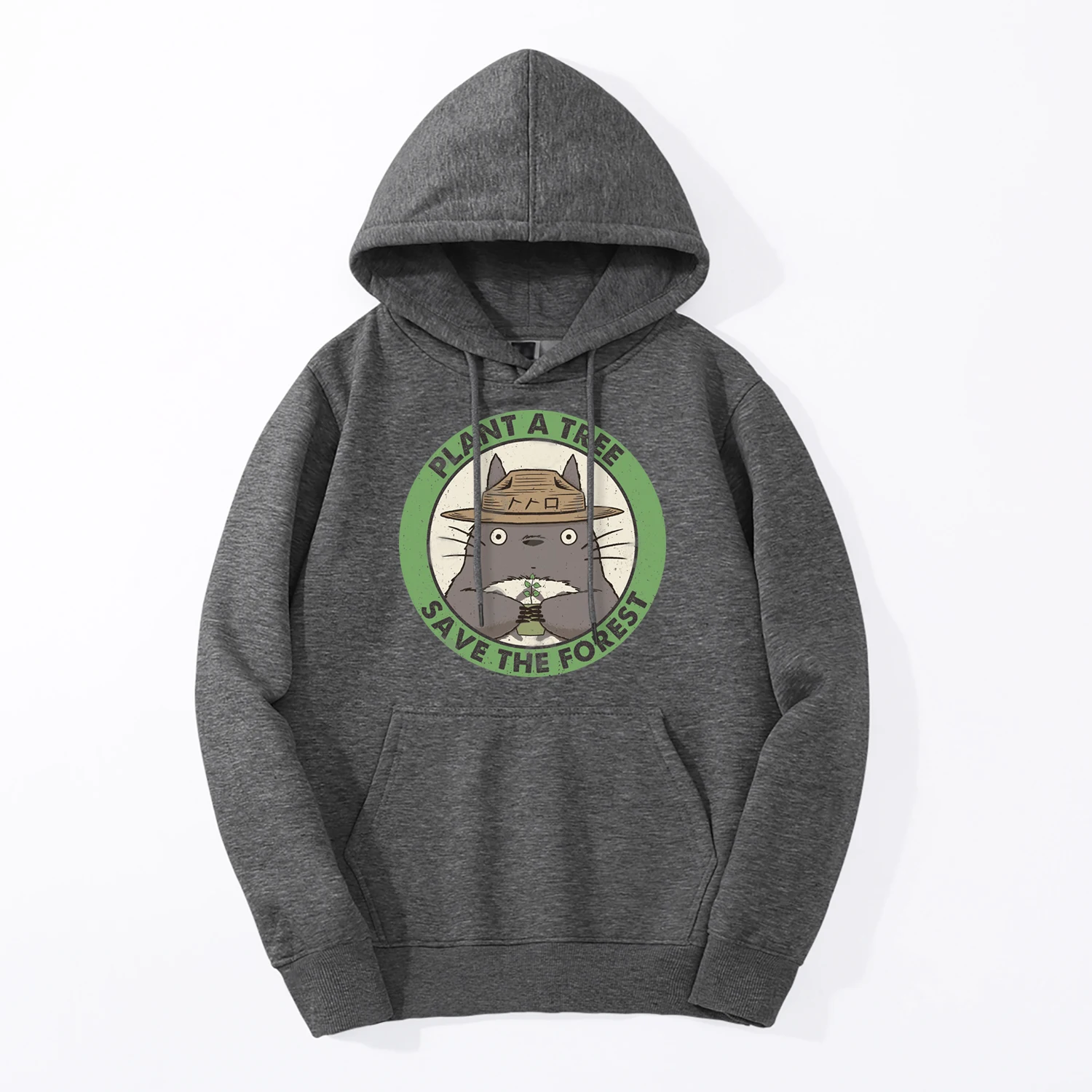 

2019 New Spring Winter Men Sweatshirt Plant The Tree Save The Forest Tonari No Totoro Japan Anime Fashion Casual Fleece Hoodies