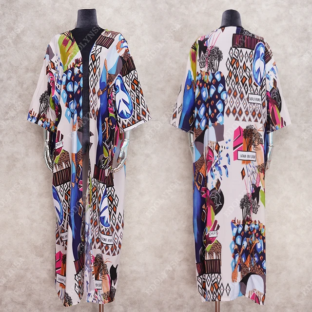 2021 Boho Print Half Sleeve Dress Summer Beach Wear Long Kimono Plus Size Women Clothes Sexy V-neck  Lady Loose Dresses N796 5