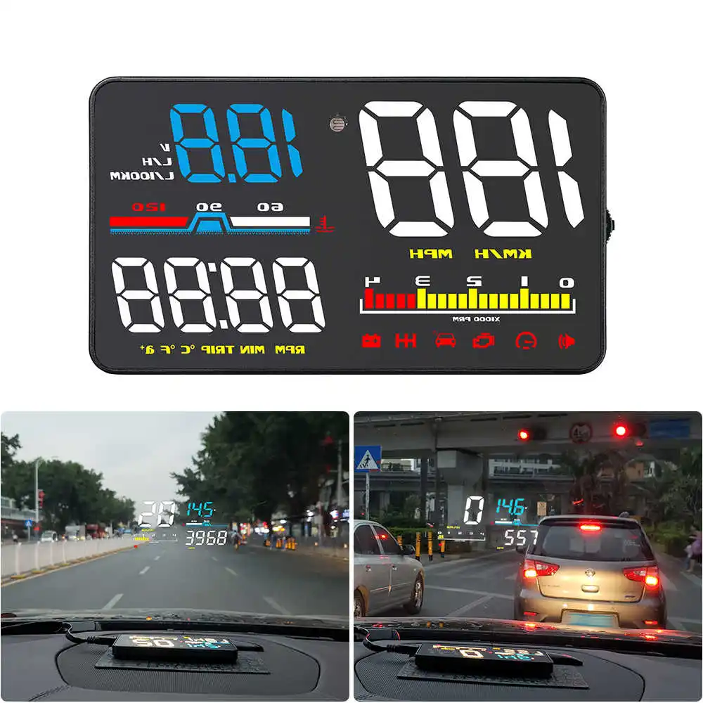 5'car Hud Дисплей D5000 Obd Obd2 диагностический инструмент цифровой ЖК-дисплей Спидометр лобовое стекло Экран проектор ускорения Предупреждение