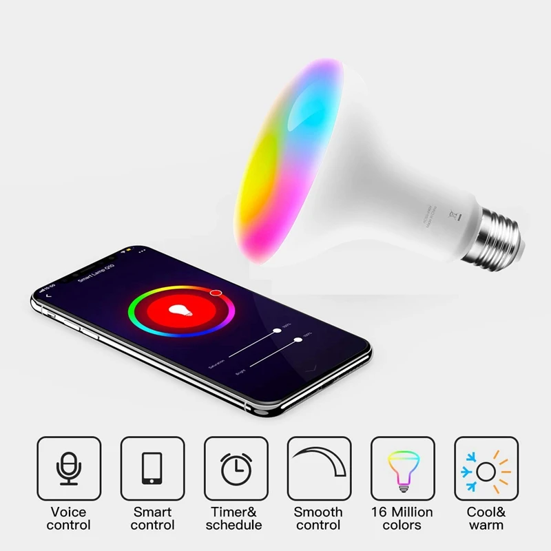 Top-WiFi BR30 LED Flood Light Bulb, Tunable White& Color Changing Smart Flood E27