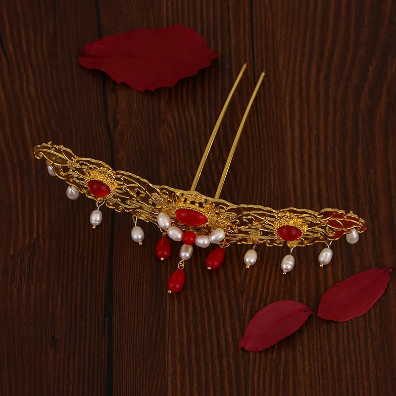 Аксессуары для волос ручной работы Hanfu Hair Stick украшения для волос классическая корона для волос Tang tiara Kanzashi заколка для волос набор головной убор Косплей - Цвет: 1PC Hair Crown