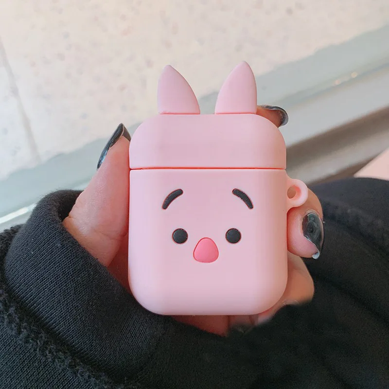 D Для Apple AirPods 3D милый мультяшный поросенок Earpods чехол для Airpods 2 Winnie Bear беспроводные наушники гарнитура защитный чехол - Цвет: D