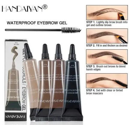

Eyebrow Enhancer Makeup Henna Eyebrow Gel 6 Color Black Brown Waterproof Liquid Eyebrow Dye Cream Makeup Eye Brow Tint Brush Set