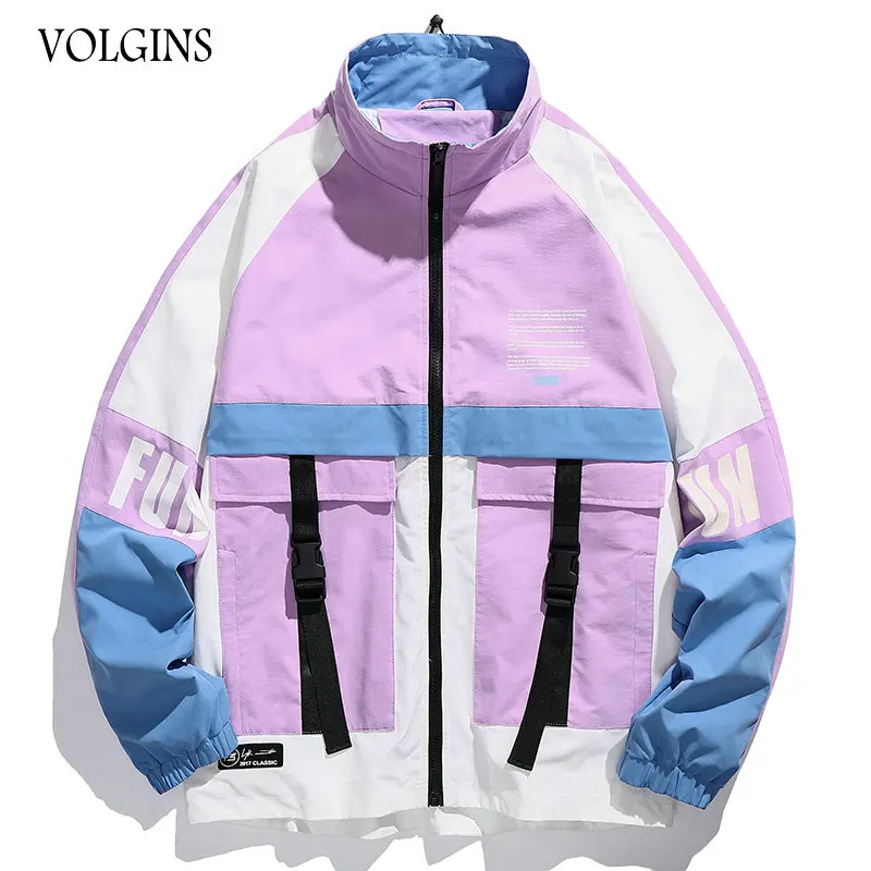 

Streetwear Men Hip Hop Jacket Coat Ribbons Jacket Windbreaker Harajuku 2020 Autumn Women Men Bomber Jacket Vintage Outwear