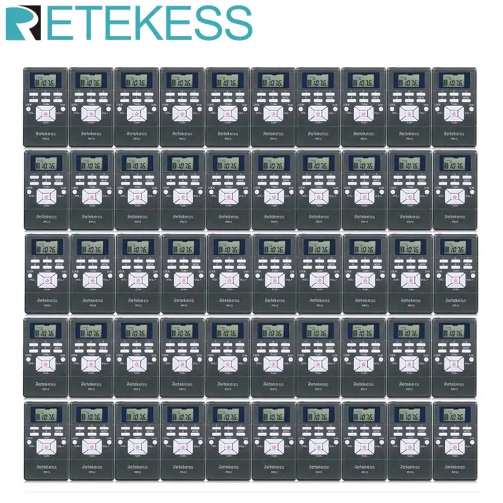 50 шт. RETEKESS PR13 карманный радиоприемник цифровой радиоприемник DSP FM стерео мини портативный для направляющей церковной конференции обучение