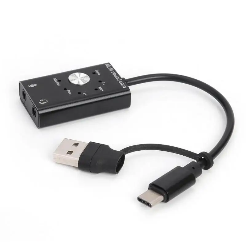 Внешний USB звуковая карта type C USB 2,0 аудио адаптер для компьютера ноутбука ПК обеспечивает 5,1 канал 48 кГц или стерео выход