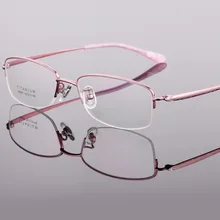 Высокое качество чистый титан Дамская мода Половина рамки ультра светильник очки по рецепту Monturas De Lentes Mujer