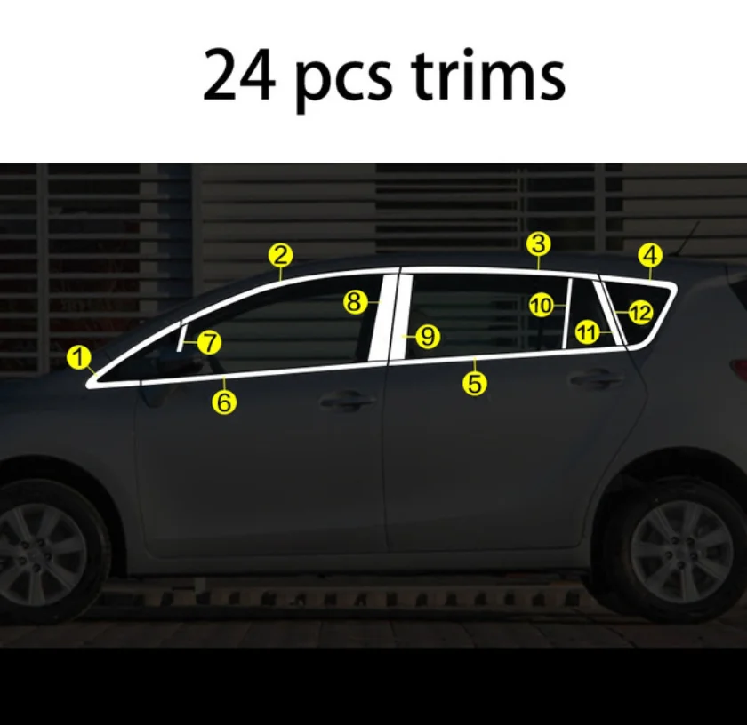 Нержавеющая сталь окна автомобиля планки для toyota verso 2009 2010 2011 2012 2013 - Цвет: 24 pcs trims