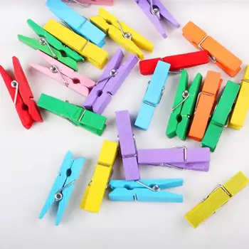 

10Pcs Mini Natural Wooden Spring Wood Clip Clothes Photo Paper Craft Clip Party Decoration Craft Clip Ornament Small Color Clip