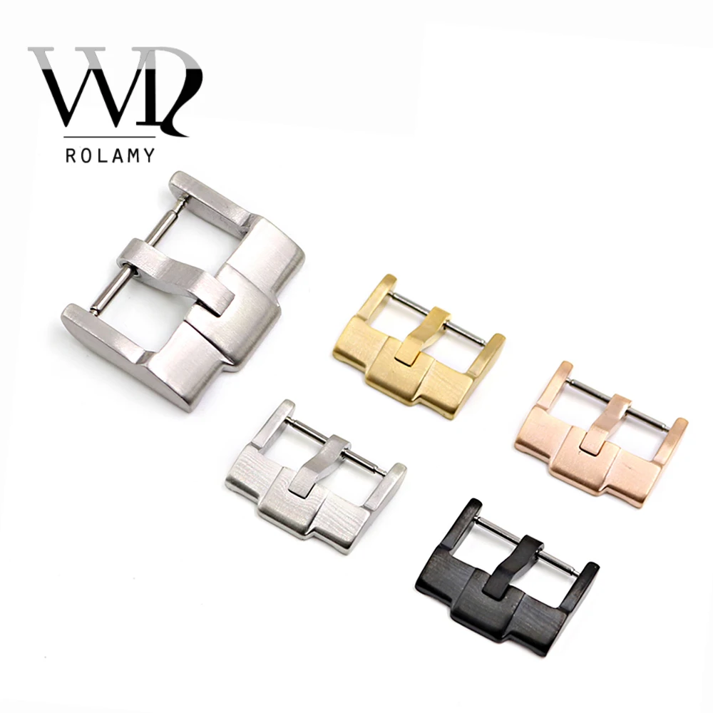 

Rolamy 18 20 22 24mm Silver Brushed Gold Stainless Steel High quality Pin Watch Buckle Clasp For Audemars Piguet Rolex Tudor