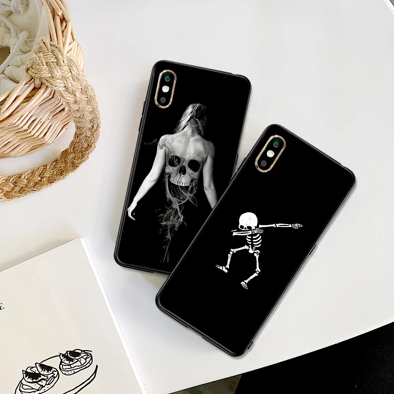 Модные чехлы для телефонов с черепами iPhone 11 Pro XR XS Max X 6 6S 7 8 Plus мягкая IMD белая
