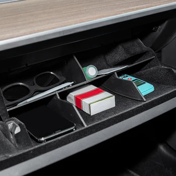 

4pcs Car Storage Layered Finishing Board For Tesla Model 3 Black Car Interior Storage Box Layered Finishing Board