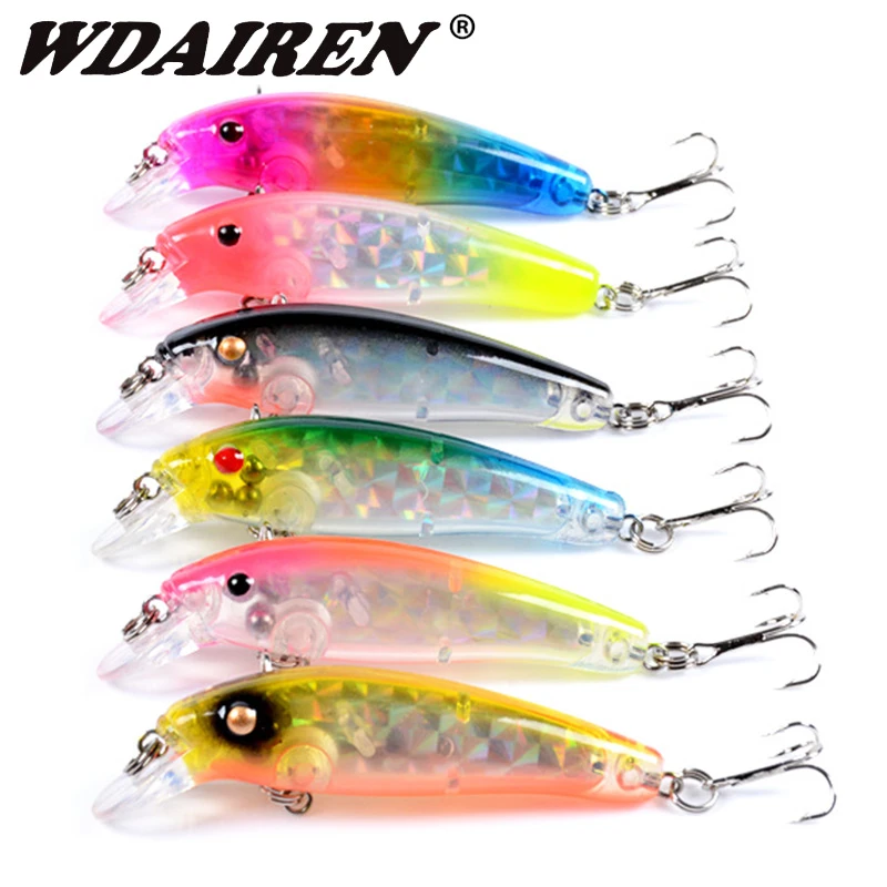 6pcs lot Mixed Fishing Lures 70mm 6.5g Minnow Crankbaits Bass Baits