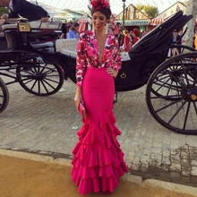 Фуксия юбка Русалка faldas марля Длинная юбка для женщин jupe femme Многоуровневая юбка на заказ