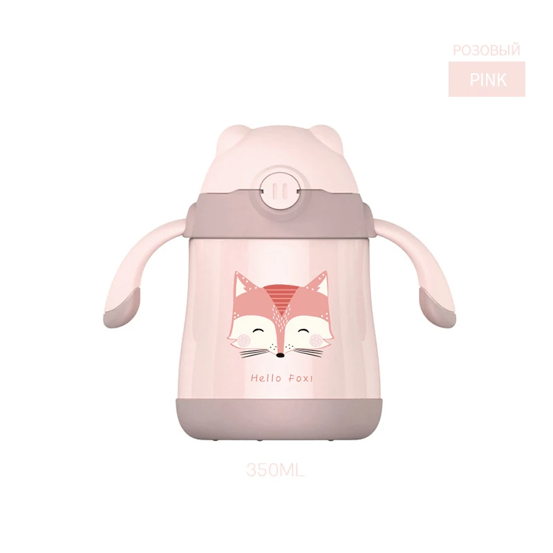 pink Мультяшная детская термос чашка Bebe учится пить чашка детская пипетка чашка Рождественский подарок милая чашка бутылка для воды - Цвет: pink