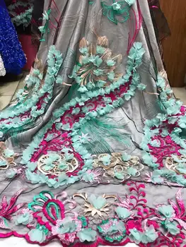 

New Nigerian Lace Fabric 2019 High Quality Lace Beaded Lace Fabric Wedding Pink African With Beads Nigerian French Lace Fabric