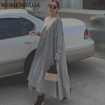 

Korea 2020 new summer korean styles fashion women clothes round neck full sleeves pullover loose T-shirt dress Y037