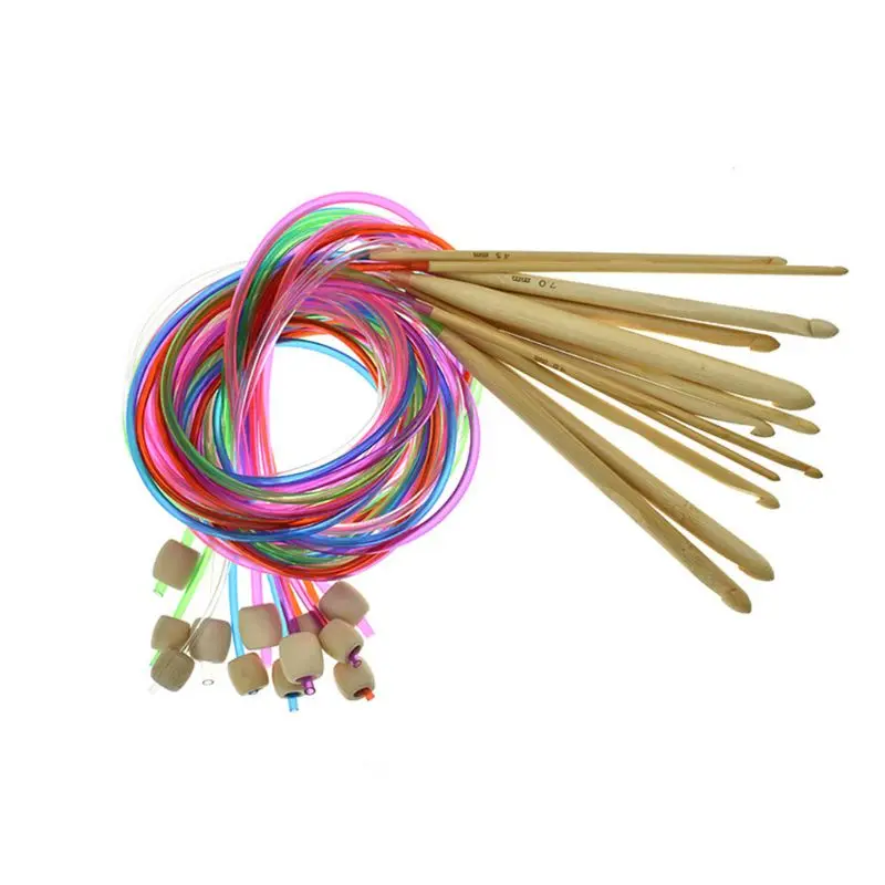 12pcs/set Natural Bamboo Flexible Crochet Hooks Needles Carpet Wool Knitting Tool DIY Handcraft Yarn Weave Craft 72XF
