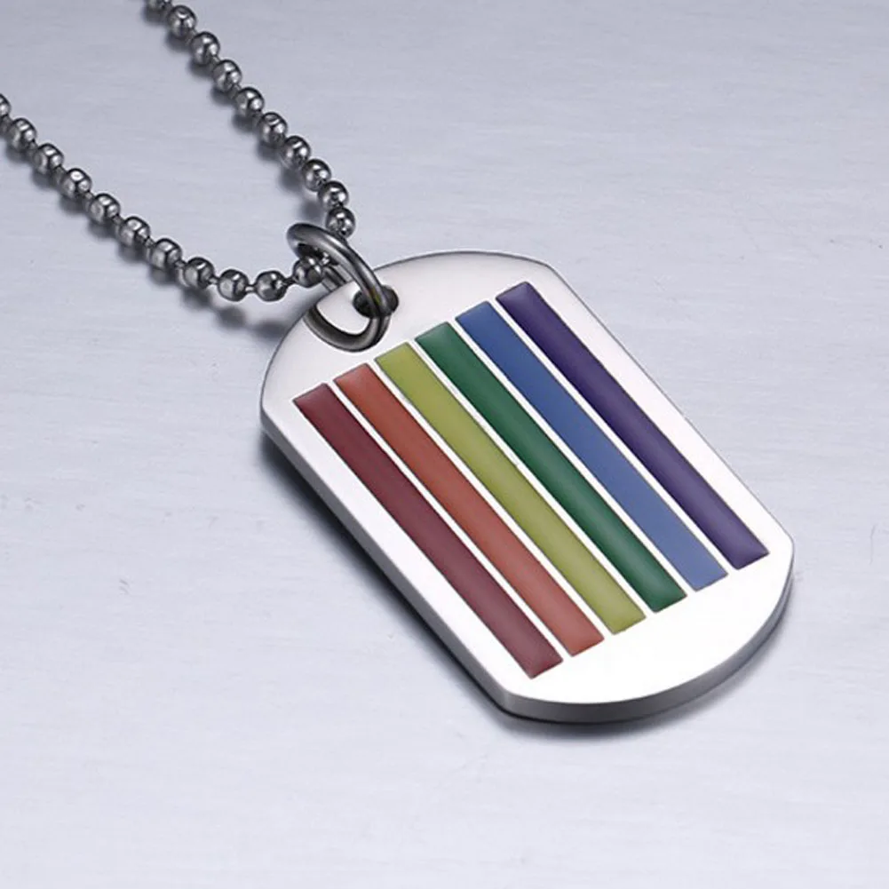 

Unisex Creative Rainbow Pendant Necklace Stainless Steel Collar Lesbian Pride Jewelry Parade Demonstration