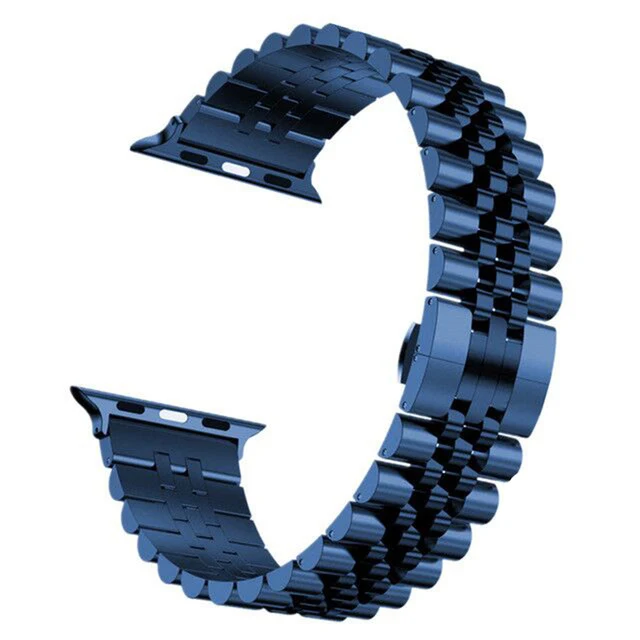 Stainless Steel Strap For Apple Watch Band 6 SE 5 4 3 40mm 44mm metal 38mm 42mm Replacement Bracelet Sport Band for iWatch 7 6 5 blue