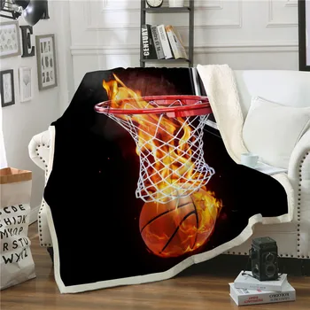 

Throw Blanket For Sofa Bed Children Adults 3D Sport Game Baketball Football Soft Warm Winter Fleece Blanket Beds Cover Bedspread
