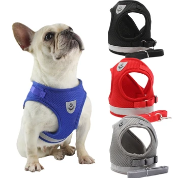 

1pcs Cat Dog Adjustable Harness Vest Breathable Walking Lead Leash Puppy Cat Pet Collar Polyester Mesh Harness For Dog Cat Pet