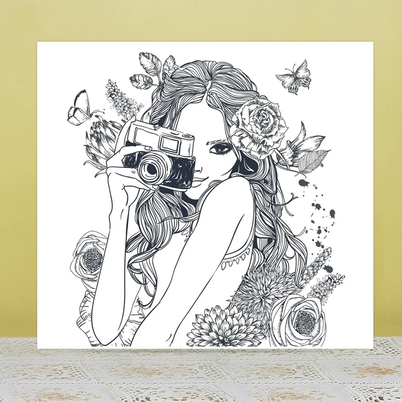 

AZSG Beautiful Girl Clear Stamps/Seals For DIY Scrapbooking/Card Making/Album Decorative Silicone Stamp Crafts