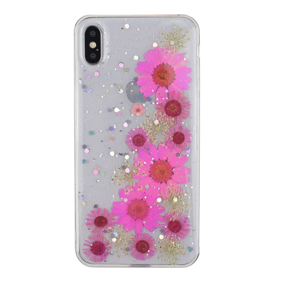 Real Dried Flowers Cute Transparent Soft Case For iPhone 11 X 6 6S 7 8 Plus 11 Pro Max Phone Cover For iphone XR XS Max Case - Цвет: 9