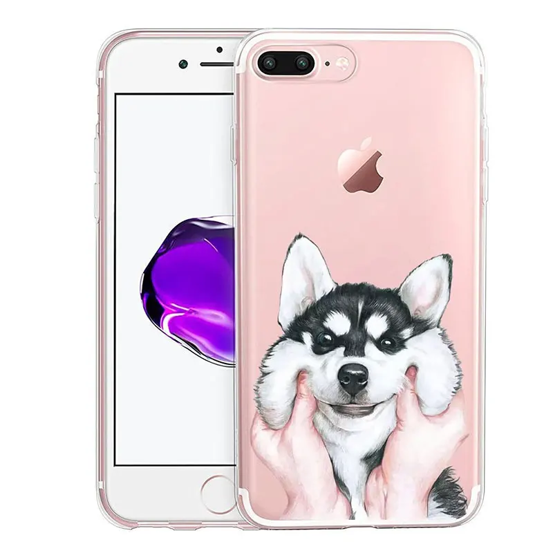 Прозрачный чехол с мультяшным рисунком хаски собаки жирафа для iPhone 11 Pro Max X XR XS 7 8