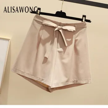 

Summer Korean Women High Waist Casual Shorts 2020 Streetwear Fashion Ladies Bandage Loose Big Size Solid Wide Leg Pants