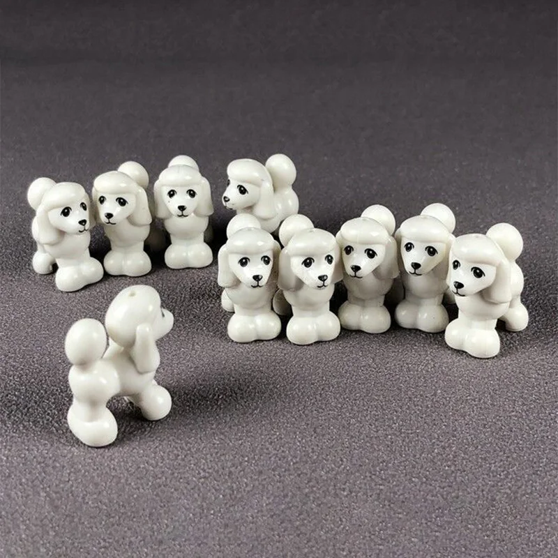 5Pcsset Animal Figures MOC Accessories Model Buidling Bricks Pet Dog Poodle Shepherd Building Blocks Kids DIY Toys (2)