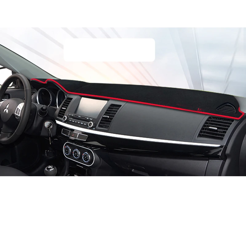 Lsrtw2017 полиэстер коврик для приборной панели автомобиля для mitsubishi lancer 2007 2008 2009 2010 2011 2012 2013 аксессуары - Название цвета: black red edge