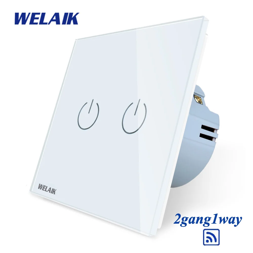 

WELAIK Crystal Glass Panel Switch White Wall Switch EU Touch Switch Screen Wall Light Switch 2gang1way AC110~250V A1921W/B