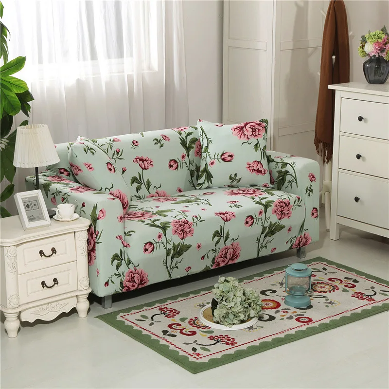 Цветочный принт эластичный чехол для дивана Хлопковое полотенце на диван противоскользящие Чехлы для дивана для гостиной полностью завернутый Анти-пыль