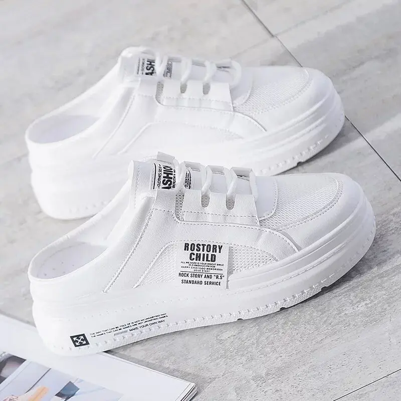 Women's Shoes 2021 Fashion Summer Leisure White Breathable Hollow Thick Soled Mountaineering Shoes Women's Flat Sports Shoes