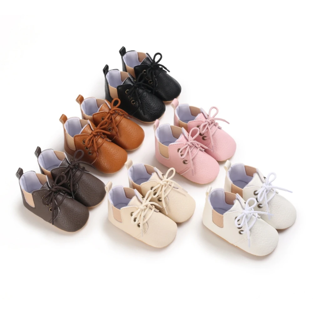 Soft Leather Baby Moccasins Shoes Newborn Rubber Sole First Walkers Infant Girls Anti-slip Prewalker Floral Border Toddler Shoes