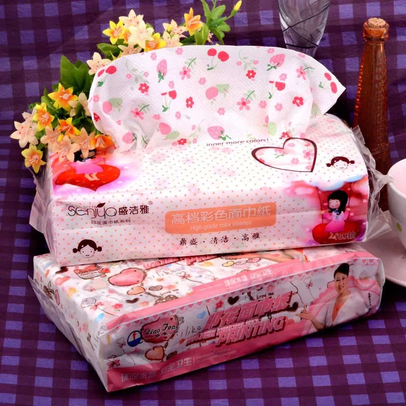 2 Pack Of Printing Paper Colored Facial Tissue 150 Household Paper Toilet Napkin Car