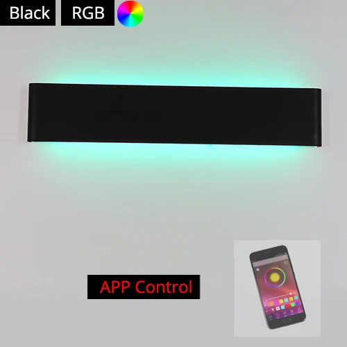 Светодиодный настенный светильник RGB с регулируемой яркостью и Bluetooth APP с дистанционным управлением, настенный светильник для декоративной атмосферы, теплый/холодный белый для внутреннего освещения - Цвет абажура: Black     RGB