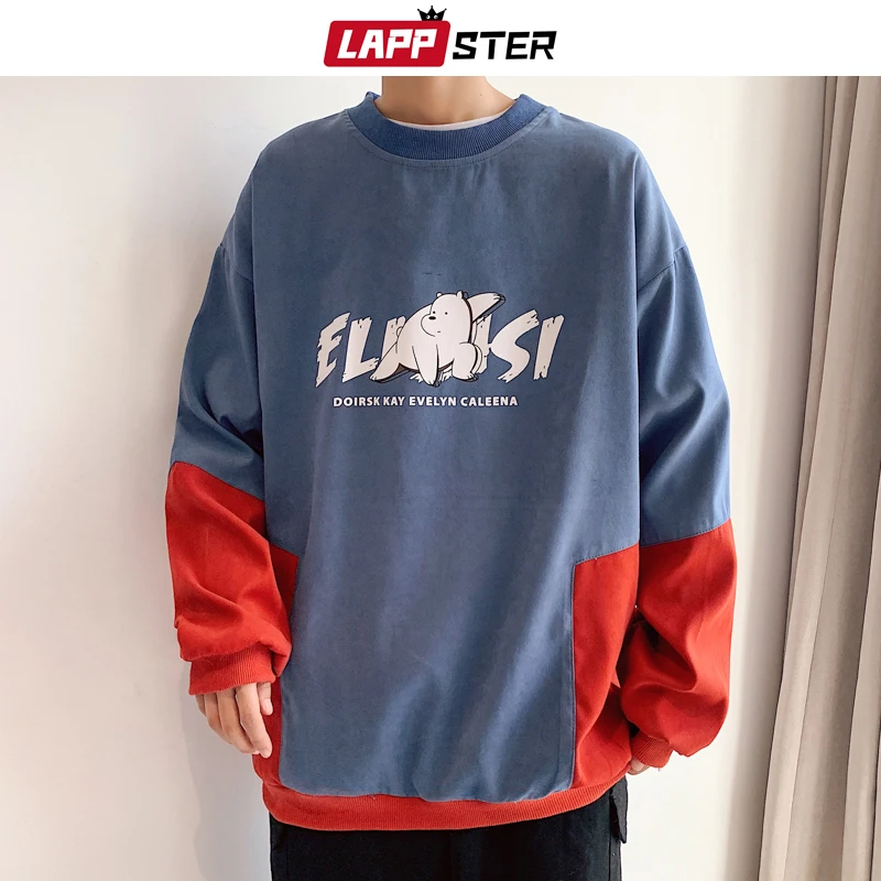 LAPPSTER Men Harajuku Casual Spring Hoodies 2020 Women Hip Hop Oversized Streetwear Sweatshirts Man Polar Bear Patchwork Hoodie LAPPSTER Men Harajuku Casual Spring Hoodies 2020 Women Hip Hop Oversized Streetwear Sweatshirts Man Polar Bear Patchwork Hoodie