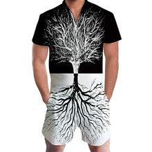 Высокое качество, мужские летние комбинезоны с коротким рукавом, одежда с принтом, мужская повседневная домашняя одежда, Пляжная униформа, одежда для мужчин